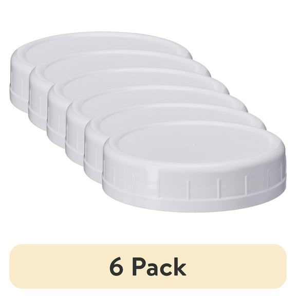 (6 pack) Mainstays 8-Pack Plastic Mason Jar Lids - Regular Mouth, Reusable Canning Jar Lids for Meal Prep and Freezer Storage, Fits All Brands Regular Mouth Mason Jars