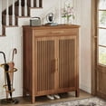 thumbnail image 4 of Tribesigns Modern 5-Tier Shoe Cabinet, Wood Rectangle Shoe Rack with Drawer for Entryway, Brown, 4 of 5