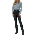 thumbnail image 3 of INSPIRE CHIC Women's Fringe Shirts Long Sleeve Button Down Chic Western Cowgirl Tops M Grey Blue, 3 of 7
