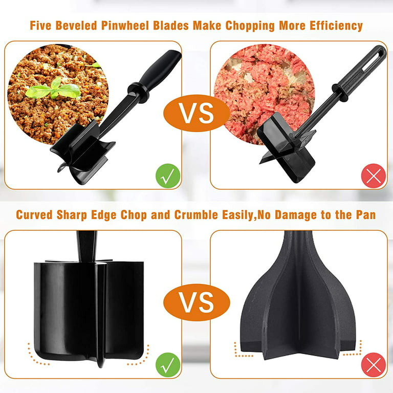 Coocuture 2 Piece Upgrade Meat Chopper - Heat Resistant Meat Masher for  Hamburger Meat, Ground Beef Smasher, Nylon Hamburger Chopper Utensil Ground