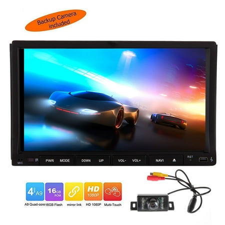 Car Stereo System Newest Android 6.0 Quad Core Double 2 din Car CD DVD Player Auto Stereo System GPS Navigation 7'' Touch Screen Auto Radio Audio Receiver Bluetooth Mirrorlink support WiFi 1080P + Backup camera ()