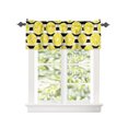 thumbnail image 2 of Kitchen Cafe Valance Curtain for Small Windows,Summer Farm Yellow Lemon Slice Rod Pocket Valances Fruit on Black and White Stripes Window Treatment Panel for Living Room/Bedroom/Bathroom,60x18in, 2 of 9