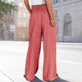 thumbnail image 5 of High Waisted Petite Wide Leg Palazzo Pants, Boho Beach Vacation Casual, Polyester Spandex, Red 3XL, Size S-3XL, 5 of 7