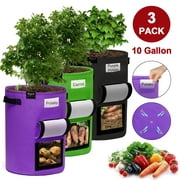 Potato Grow Bags,3-Pack 10 Gallon Plant Growing Bags Thickened Non-Woven Fabric Pots with Handles
