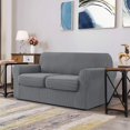 thumbnail image 2 of 2024 4 Piece Houndstooth Stretch Sofa Cover Couch Slipcover Separate Cushions Black Sofa, 2 of 6