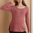 thumbnail image 4 of Kogui Maternity Shirts for Women Women's Maternity Shirts, Ribbed Long Sleeve Pregnancy Sweaters Crew Neck Slit Side Knit Pregnant Tunic Tee Top (Pink,XXL), 4 of 9