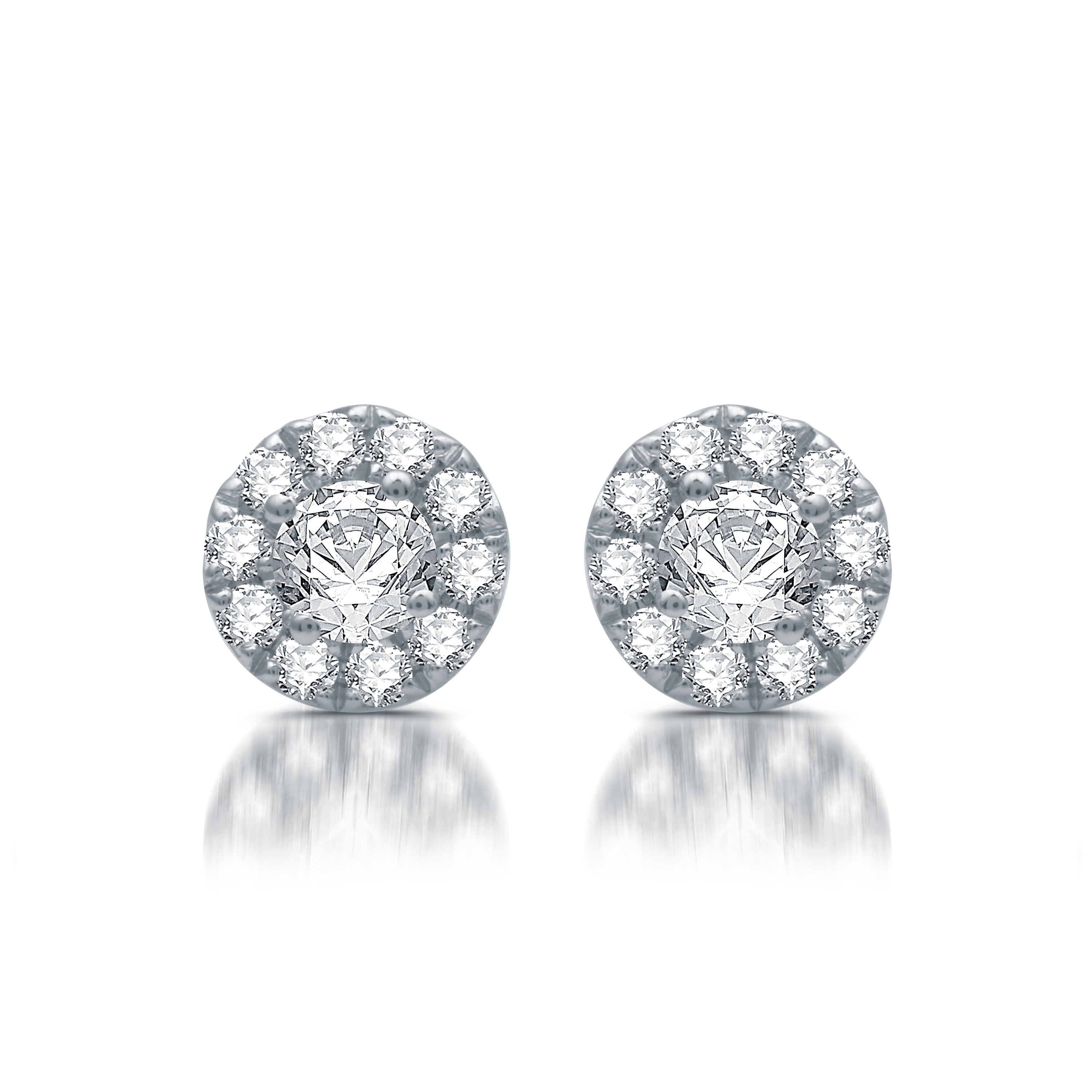 3/4 CTTW Lab Grown Diamond Stud Earrings in 10K White Gold - Walmart.com