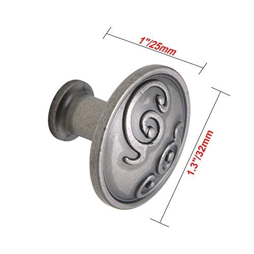 Utopia Alley 10pcs Roma Cabinet Ring Pull Knob - Decorative Cabinet Drop Pull Knobs for Cabinets and Drawers - Vintage Cabinet Hardware with Hand Finished Pewter - Metal Drawer Pull Knobs 1.3"