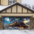 thumbnail image 4 of Large Christmas Garage Door Cover 16x7 ft, Polar Express Snowman Garage Door Banner Decor, Vintage Believe Train Backdrop for Outdoor Indoor Xmas Eve Wall Decor, 4 of 5