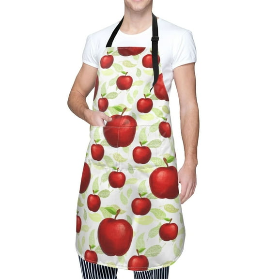 Kdxio Fruit Apples Apron with Pockets Adjustable Kitchen Aprons for Men Women Waterproof Aprons for Cooking,Drawing,Crafting, Baking Household Cleaning