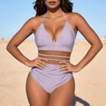 thumbnail image 1 of TaTaai Off-Shoulder Floral Bikini with Color Blocking, Women's Backless Strappy Swimsuit Featuring Removable Padding, Beach Set for Pool and Summer Gift, 1 of 5