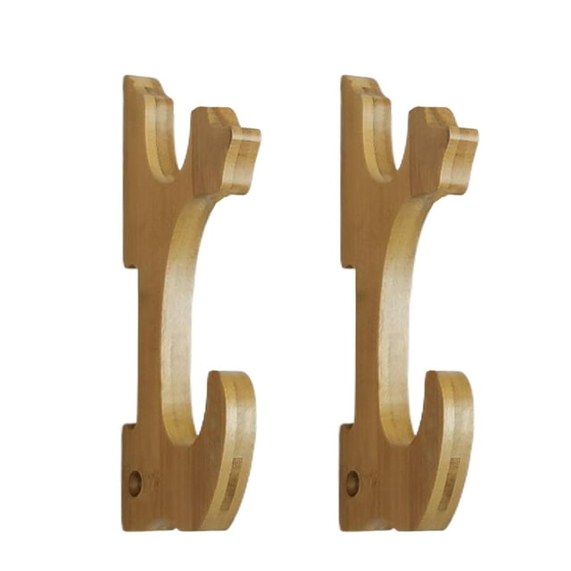 Transemion Ensemble de 2 Pcs Support Mural Solide en Bois Massif Naturel Convient à Différents Articles Samouraïs Support Mural pour la Maison pour Rangement d'Armes type+2