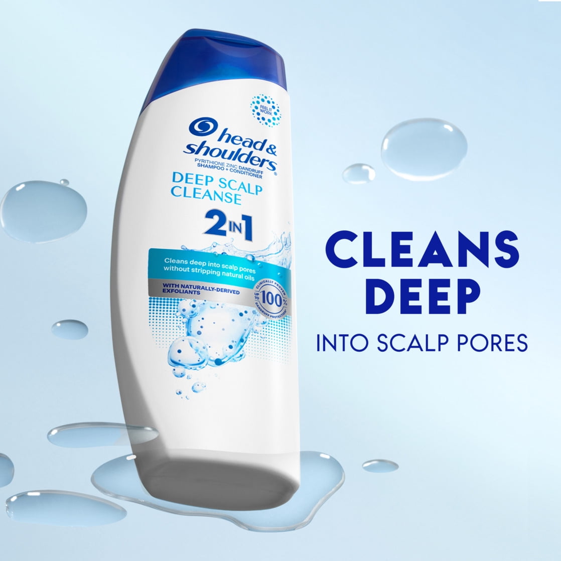 (3 pack) Head & Shoulders 2 in 1 Dandruff Shampoo and Conditioner, Deep Scalp Cleanse, 12.5 oz