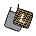 thumbnail image 2 of Carolines Treasures CJ1057-LPTHD Letter L Chevron Navy Blue and Gold Pair of Pot Holders, 7.5HX7.5W, multicolor, 2 of 2