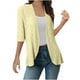 thumbnail image 3 of Camisas para mujer,Cárdigan informal de punto calado para mujer, corte holgado de media manga, 95 % poliéster, 5 % elastano, cuello redondo para uso diario, sopatenor, 3 of 9