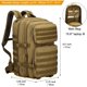 thumbnail image 3 of Mochila táctica militar de 45l, paquete de asalto Molle, bolsa grande para ordenador portátil para senderismo, camping, viaje, trekking, marrón Feliz Sencillez, 3 of 4