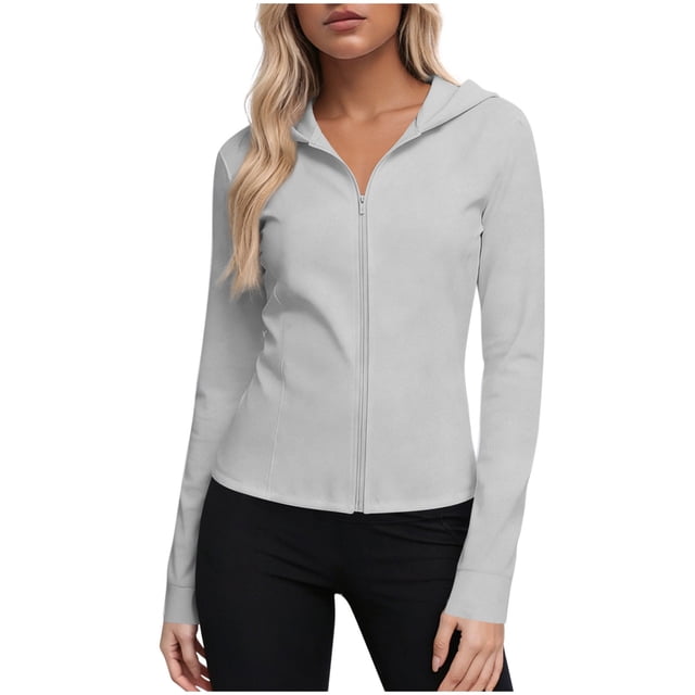 Camisetas de Cuello de Manga Larga para las Mujeres con Cremallera Frontal con Cintura Cinqueada Upf Protección Solar, Camisetas de Manga Larga para las Mujeres