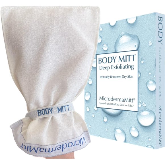 Microdermamitt Gant Exfoliant Profond pour le Bain - Meilleur Traitement pour Peau Sèche, - Élimine les Peaux Mortes, Kératose Pilaire, Bosses Instantanément