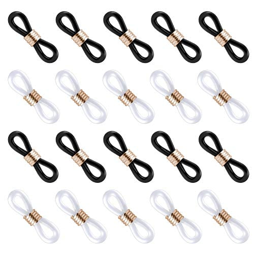 Jdesun 20 Pieces Eyeglass Chain Ends,Adjustable Rubber Ends Connectors for Eye Glasses Holder Necklace Chain