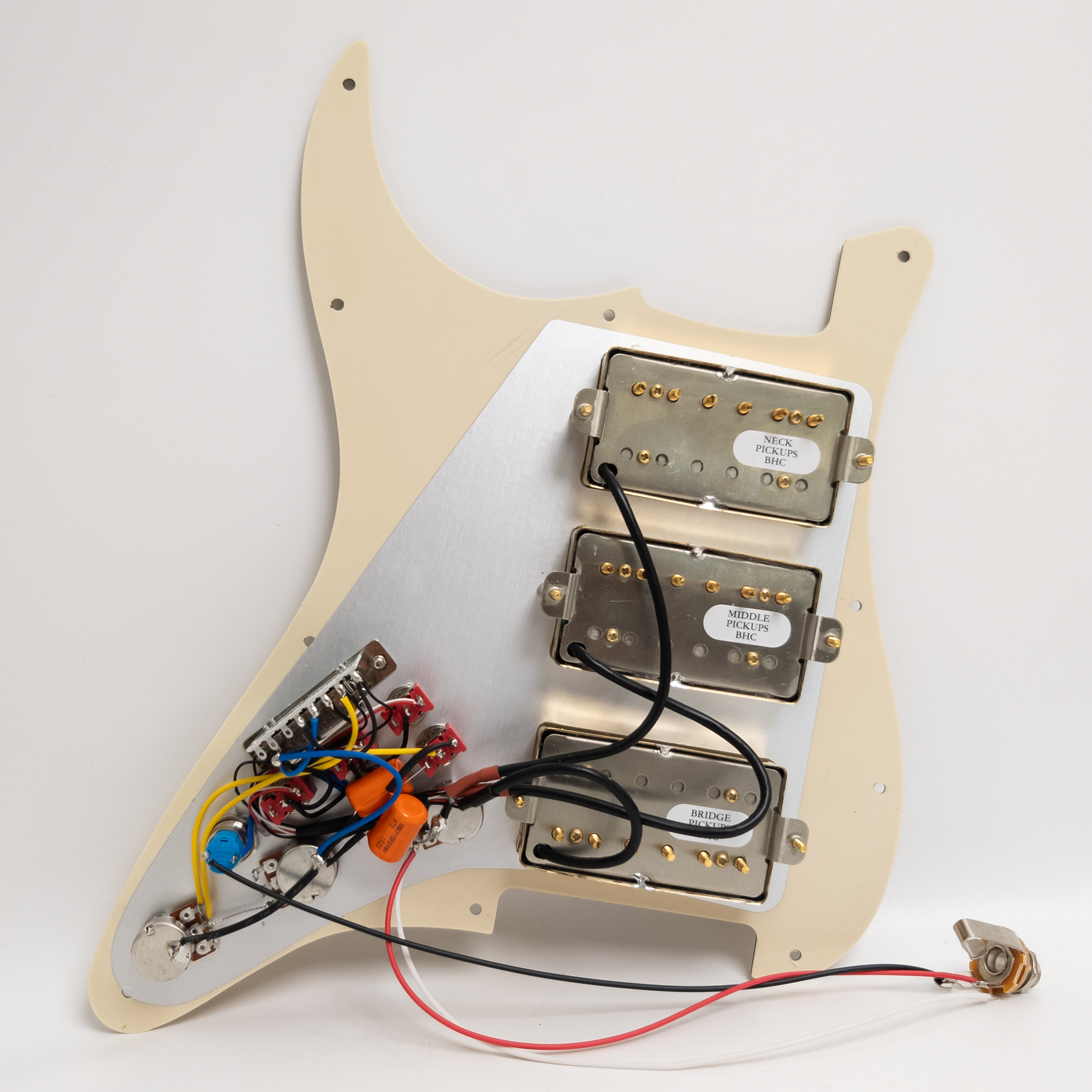 HHH Guitar Prewired Loaded Pickguard, With Alnico 5 Humbuckers Pickups, Coil Splitting, For Fender Strat Guitar