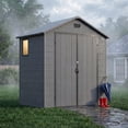 thumbnail image 5 of Homall 6x4ft Outdoor Plastic Storage Shed with Window,Weather-Resistant, Easy Assembly, Wood-Effect Garden Tool House,Dark Gray, 5 of 8