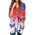 thumbnail image 4 of Womens Tops V-neck 3/4 Sleeve Blouses Casual Mid-length Shirts Fashion Print Tunic Tops With Pockets Multicolor L, 4 of 6