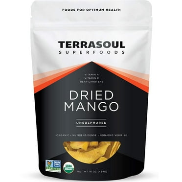 Terrasoul Superfoods Organic Dried Mango Slices, 1 Lb  - Naturally Sweet & Tart | No-Added Sugar | Healthy Prebiotic