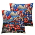 thumbnail image 2 of Acheng Happy Independence Day Throw Pillow Covers Set of 2 Truck with Fireworks America Flag Star Stripes Plaid Cushion Case for Couch Sofa Home White, 2 of 6