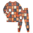 thumbnail image 4 of UAYOTSE Children Halloween Plaid Pajama Outfit Long‑Sleeve Shirt and Elastic Ankle Pants Vintage Checkered Fall Sleep Set for Kids Size 8-9 Years, 4 of 9