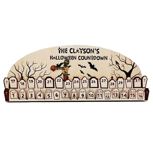 Calendario de Adviento de madera para Halloween, cuenta atrás para decoración navideña, adornos de terror, diseño de fantasma para fiesta de aula interior, 2023, 2024