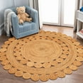 thumbnail image 2 of Natural Jute Circle Rug, Reversible Rustic Farmhouse Boho Area Mat, Natural_E, 6 FT, 2 of 5