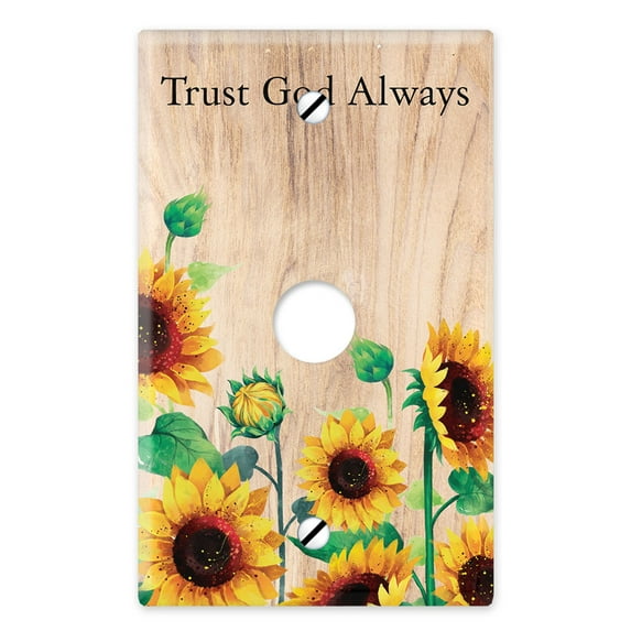WIRESTER 1-Gang 0.406-Inch Hole Device Telephone/Cable Blank Receptable Wall Plate Cover - Sunflower - Trust God Always