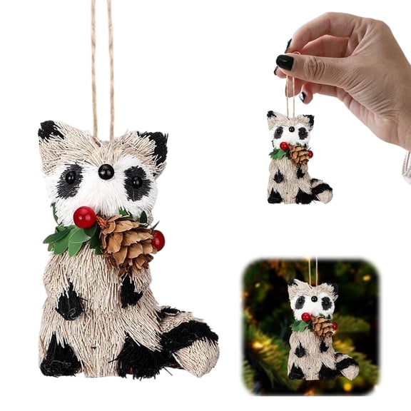 8-Piece Woodland Animal Christmas Ornament Set, 3.1 x 2.4 in, Rustic Tree Decorations