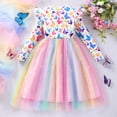thumbnail image 2 of Bellafa Little Girls Ruffle Long Sleeve Tulle Dresses Toddler Kids Bowknot Butterfly Xmas Wedding Birthday Party Sparkle Tutu Dress 1-6 Years, 2 of 9