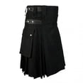 thumbnail image 5 of Ecqkame Men Scottish Modern Cotton Skirt Mens Vintage Kilt Scotland Gothic Fashion Kendo Pocket Skirts Scottish Clothing Black L, 5 of 5
