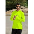 thumbnail image 6 of Pinspark Men's UPF 50+ Long Sleeve Rash Guard - Sun Protection Hoodie UV SPF Fishing Shirt for Athletic Running Swim Hiking Lime Green L, 6 of 8