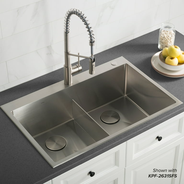 Standart PRO Drop-In/Topmount 16-Gauge Stainless Steel 33 in. x 22 in. Double Bowl 2-Hole Kitchen Sink Standart PRO Drop-In/Topmount 16-Gauge Stainless Steel 33 in. x 22 in. Double Bowl 2-Hole Kitchen Sink