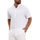 thumbnail image 4 of Camisa Henley para hombres Inspire Chic de Día del Padre, color blanco, de lino, con cuello de pie y manga corta, talla 2XL, 4 of 5