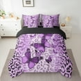 thumbnail image 2 of jejeloiu Leopard Cheetah Pattern 7-Piece Twin Bedding Sets,Purple Glitter Print Bedding Comforter Set,Beauty Butterfly Butterflies Sheet Sets For Boys Girls,Luxury Bedroom Decor Reversible, 2 of 8