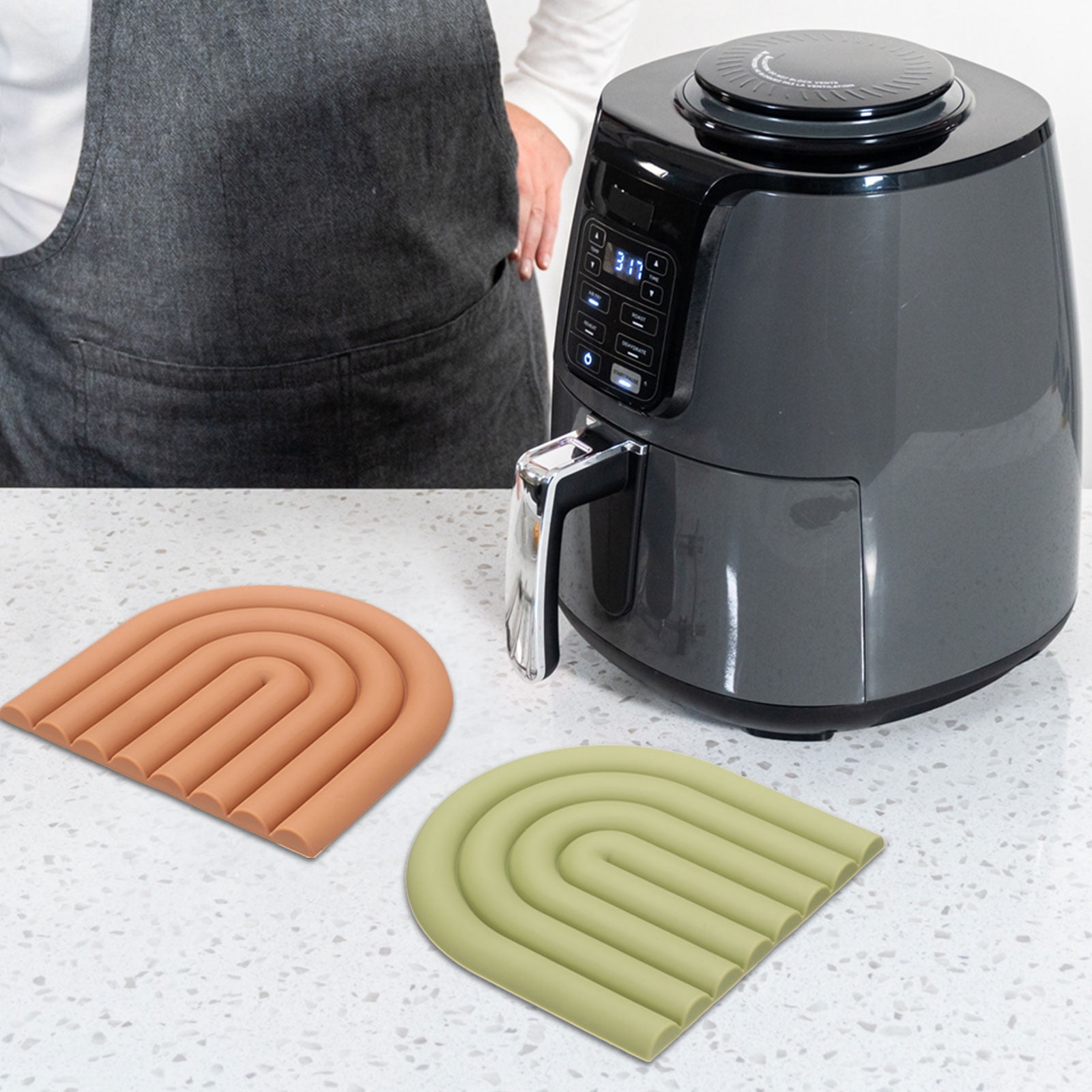 Unique Bargains Silicone Trivets Mats Hot Pots Pans Heat Resistant Trivet Dark Gray