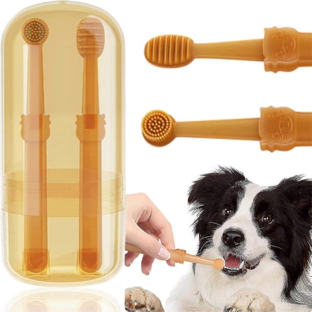 Cepillo de dientes para perros, cepillo de dientes de silicona para mascotas, kit de cepillado de dientes para gatos, cepillo de dientes para perros y gatitos de 360 grados, cepillo de limpieza de le