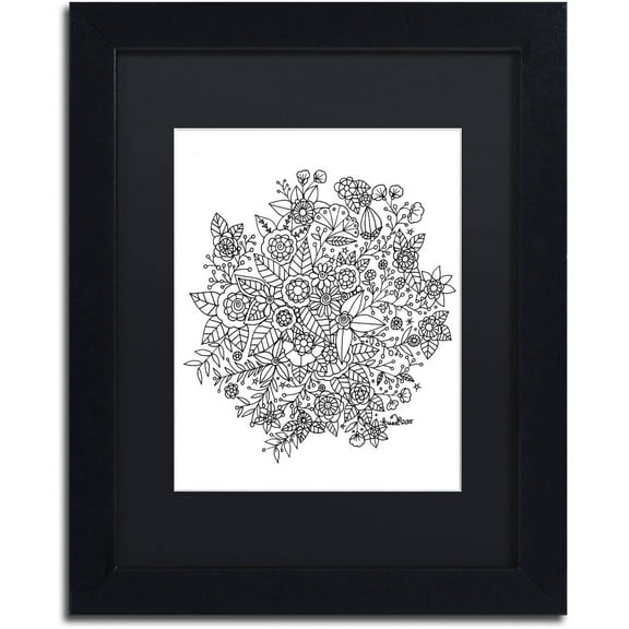 Trademark Fine Art "Sample" Canvas Art by KCDoodleArt Black Matte, Black Frame
