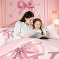 thumbnail image 4 of meiyoeat bowknot Monogram K Full Size Comforter Sets,Cute Coquette Bows Bedding Comforter Set,Pink Reversible,3pcs,1 Comforter and 2 Pillowcases, 4 of 7