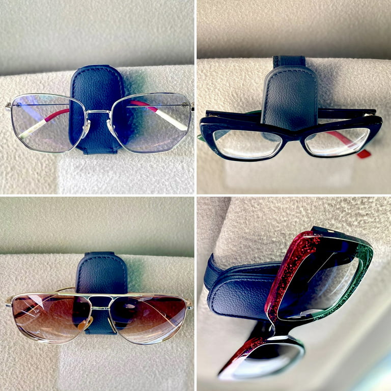 Leather Car Sun Visor Glasses Sunglasses Card Ticket Holder Clip Car  Accessories