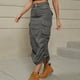 thumbnail image 3 of 2023 mujeres Vintage Denim ropa de trabajo falda dibujar plisado Casual moda Denim falda femenina cintura elástica vestido de medio cuerpo, 3 of 4