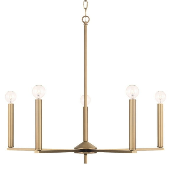Capital Lighting 448651 Portman 5 Light 28" Wide Candle Style Chandelier - Brass