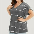 thumbnail image 2 of Summer Plus Size Tops for Womens 2025 Fashion Large Leaf Sleeve Printed Short Sleeved V-Neck Top, 2 of 7