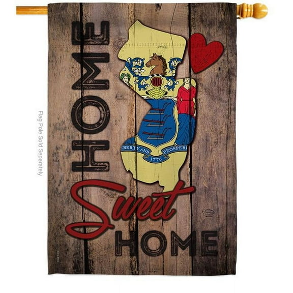 Ornament Collection H191150-BO 28 x 40 in. State New Jersey Home Sweet American State Vertical House Flag with Double-Sided Decorative Banner Garden Yard Gift