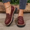thumbnail image 6 of Womens Chunky Platform Loafers Slip On Wine Synthetic Glossy Gold Accent Casual Office Dress Shoes,Size 7.5, 6 of 9