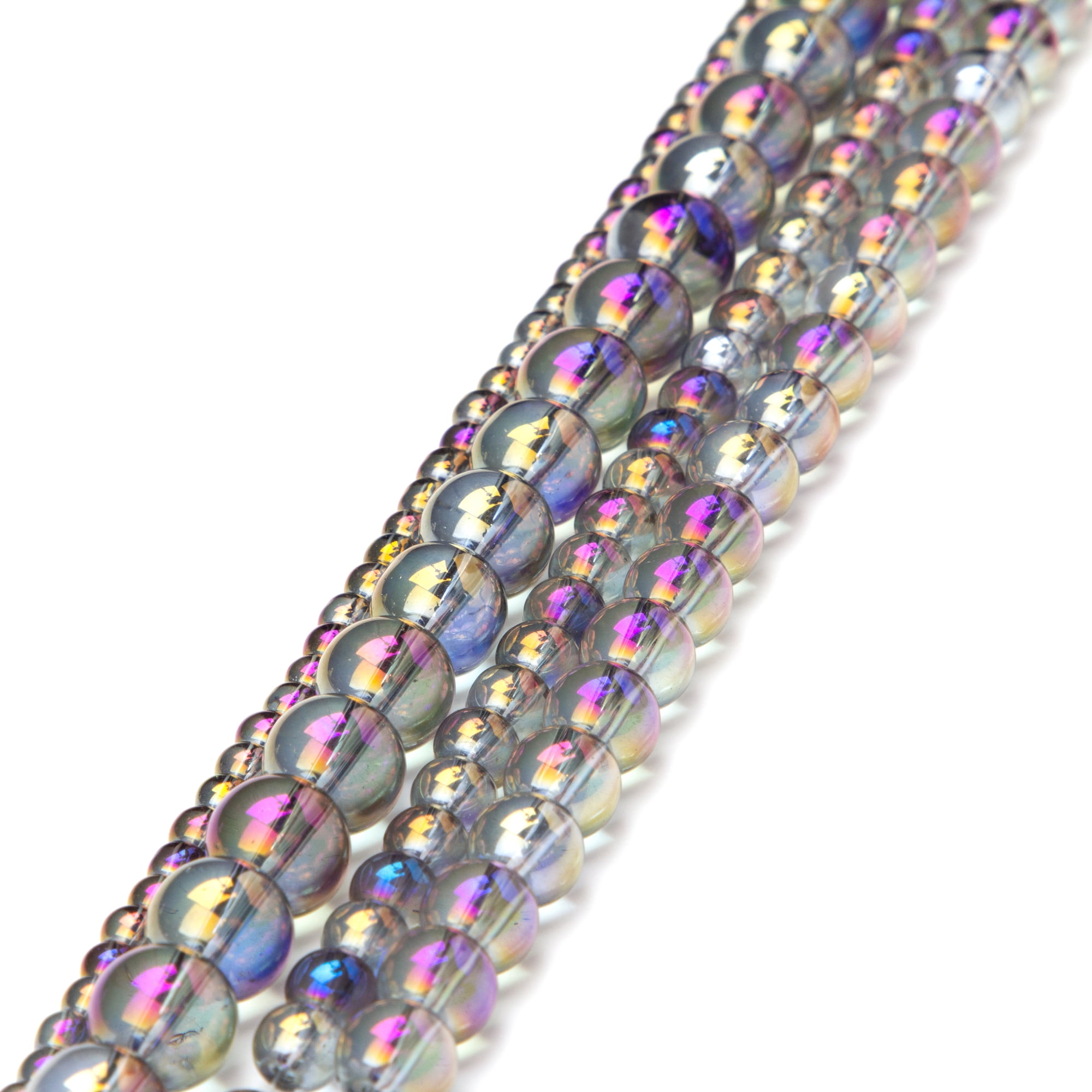 Cousin DIY Round Glass Bead Strand in Multiple Sizes, 7.5 inch, Purple